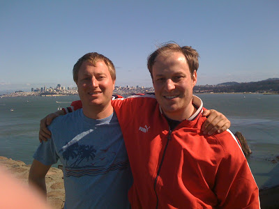 Dan and Greg together beside San Francisco Bay