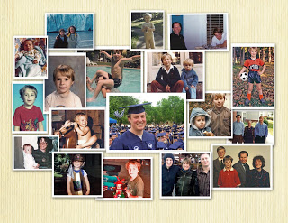 A family photo collage remembering Dan through the years